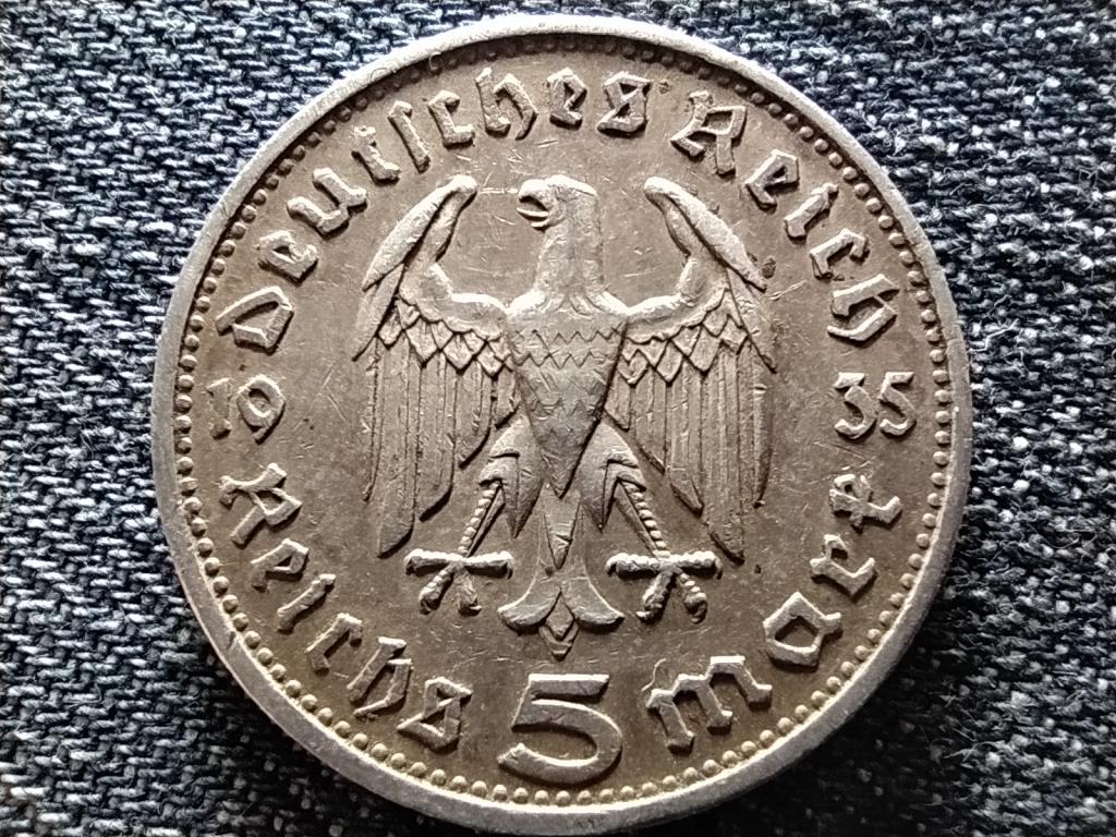N&eacute;metorsz&aacute;g Paul Von Hindenburg .900 ez&uuml;st 5 birodalmi m&aacute;rka