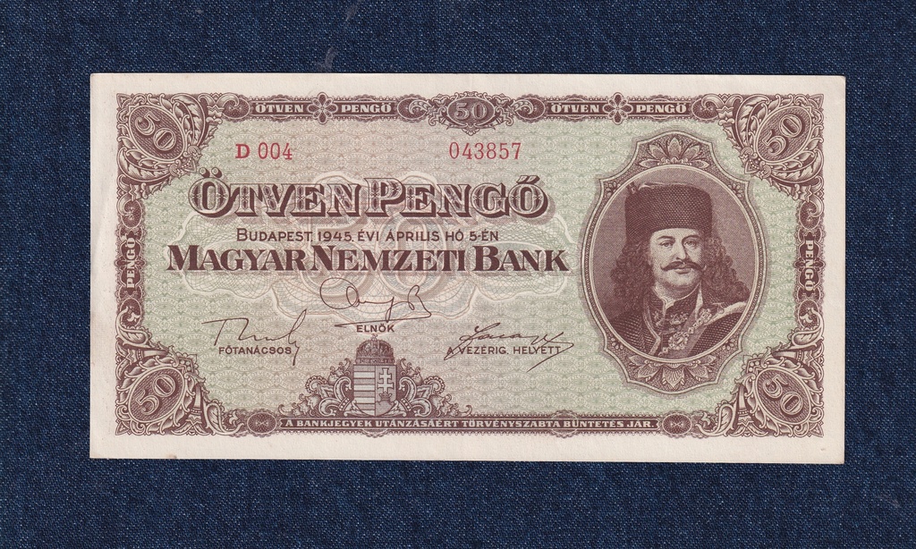 H&aacute;bor&uacute; ut&aacute;ni infl&aacute;ci&oacute;s sorozat (1945-1946) 50 Pengő bankjegy