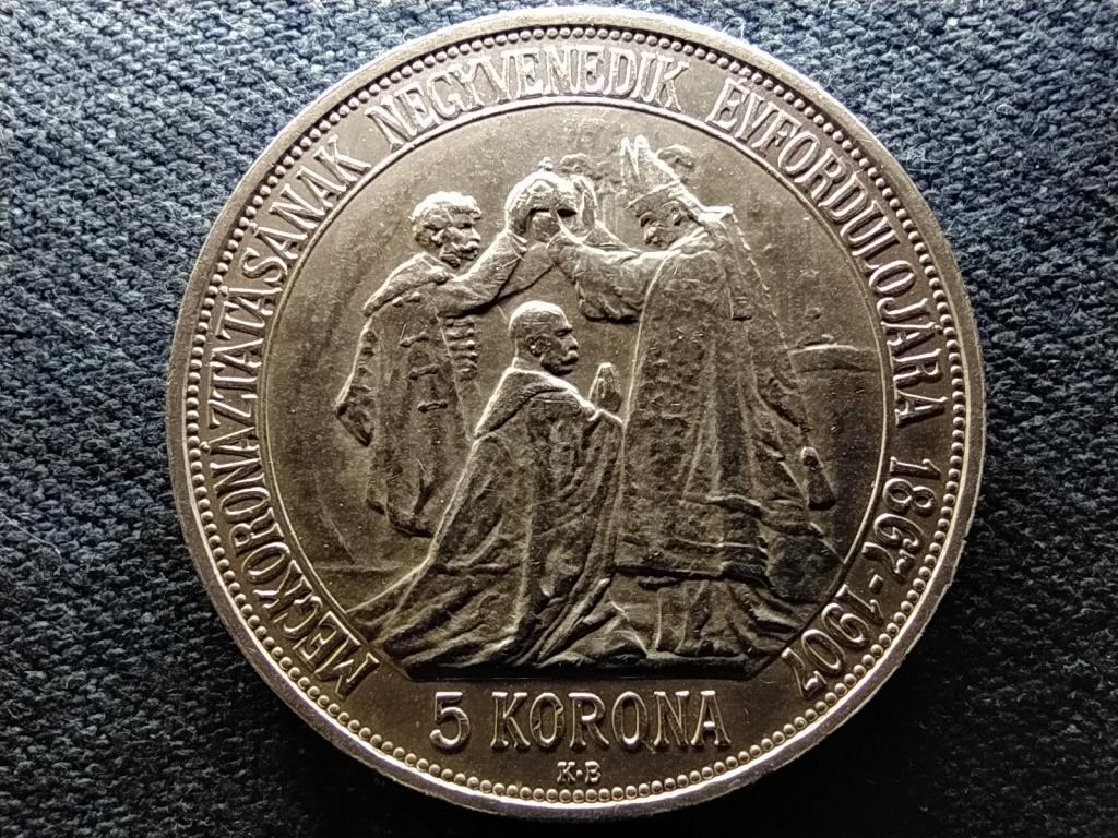 Magyarorsz&aacute;g Ferenc J&oacute;zsef koron&aacute;z&aacute;sa 1867 .900 Ez&uuml;st 5 Korona 