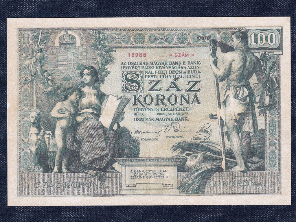 Osztr&aacute;k-Magyar Korona bankjegyek (1900-1902 sorozat) 100 Korona bankjegy