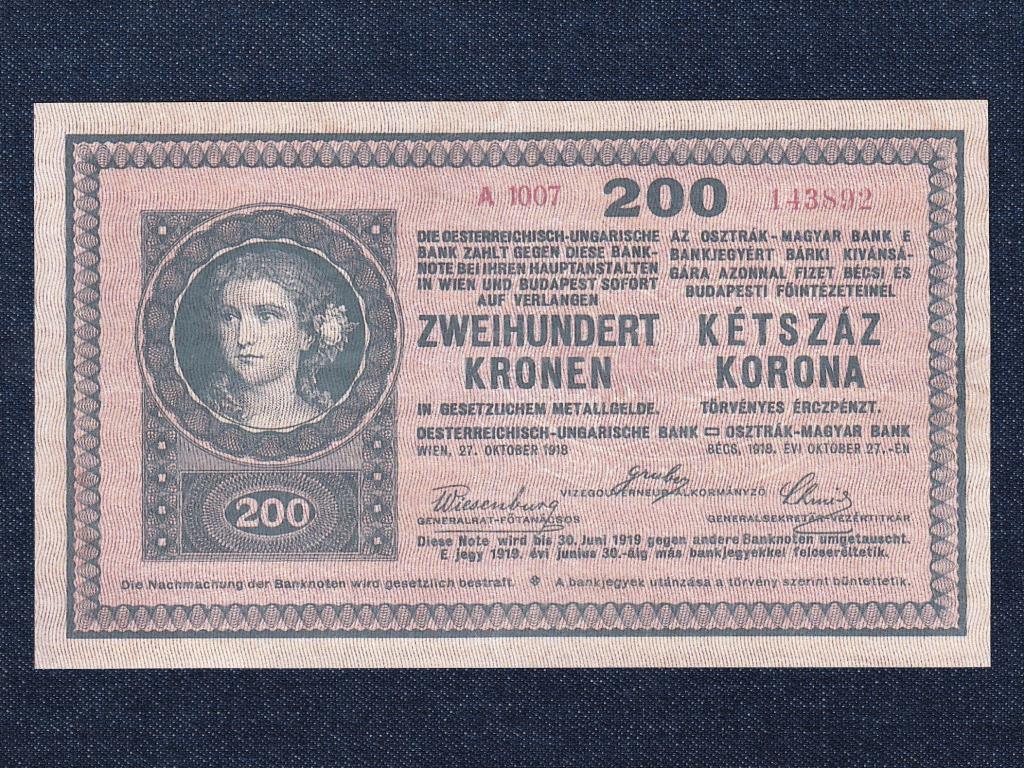 Osztr&aacute;k-Magyar Korona bankjegyek (h&aacute;bor&uacute; ut&aacute;ni kiad&aacute;sok) 200 Korona bankjegy