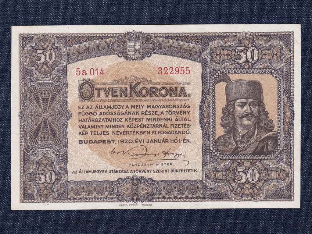 Nagym&eacute;retű Korona &Aacute;llamjegyek 50 Korona bankjegy