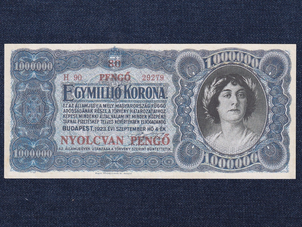 Kism&eacute;retű Korona &aacute;llamjegyek 1000000 Korona bankjegy