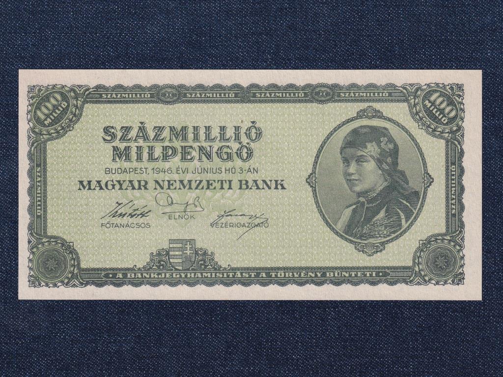 H&aacute;bor&uacute; ut&aacute;ni infl&aacute;ci&oacute;s sorozat (1945-1946) 100 milli&oacute; Milpengő bankjegy