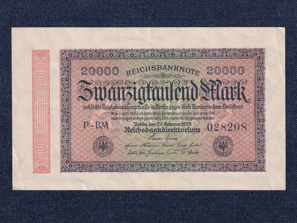 N&eacute;metorsz&aacute;g Weimari K&ouml;zt&aacute;rsas&aacute;g (1919-1933) 20000 M&aacute;rka bankjegy