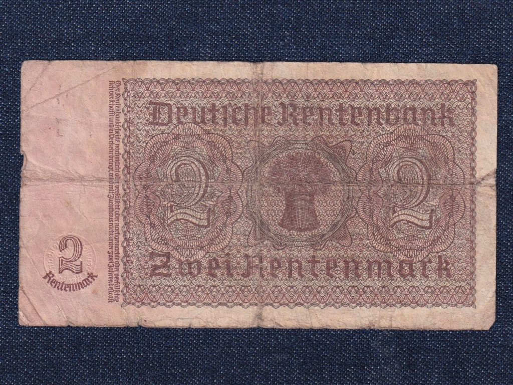 N&eacute;metorsz&aacute;g Harmadik Birodalom (1933-1945) 2 j&aacute;rad&eacute;k m&aacute;rka bankjegy