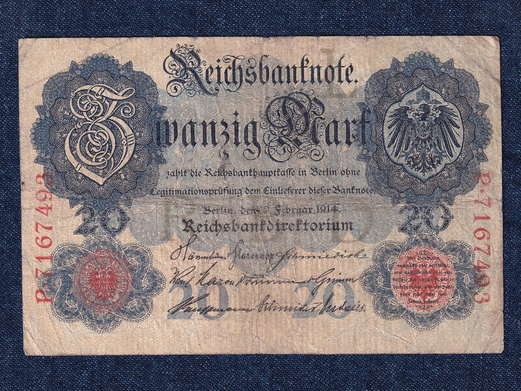 N&eacute;metorsz&aacute;g M&aacute;sodik Birodalom (1871-1918) 20 M&aacute;rka bankjegy