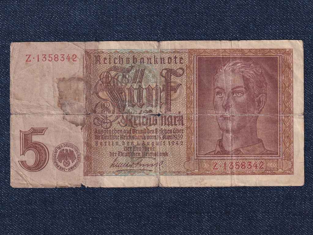 N&eacute;metorsz&aacute;g Harmadik Birodalom (1933-1945) 5 birodalmi m&aacute;rka bankjegy