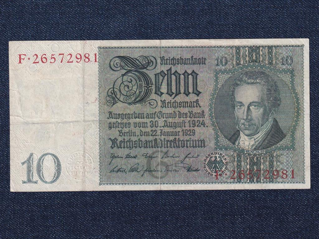 N&eacute;metorsz&aacute;g Weimari K&ouml;zt&aacute;rsas&aacute;g (1919-1933) 10 birodalmi m&aacute;rka bankjegy