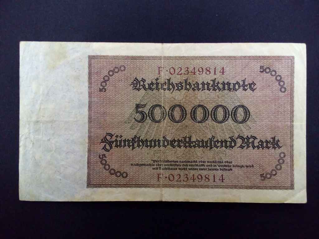 N&eacute;metorsz&aacute;g Weimari K&ouml;zt&aacute;rsas&aacute;g (1919-1933) 500000 M&aacute;rka bankjegy