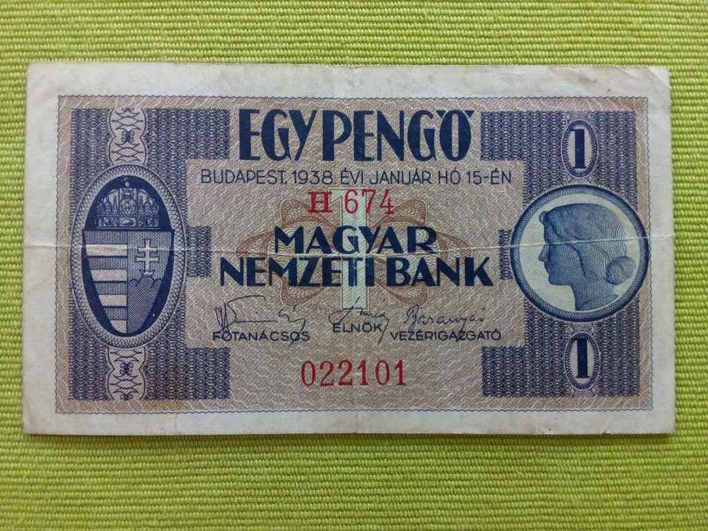 Kis c&iacute;mletű sorozat (1938) 1 Pengő bankjegy