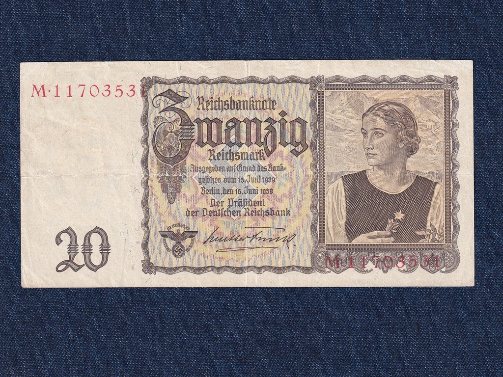 N&eacute;metorsz&aacute;g Harmadik Birodalom (1933-1945) 20 birodalmi m&aacute;rka bankjegy