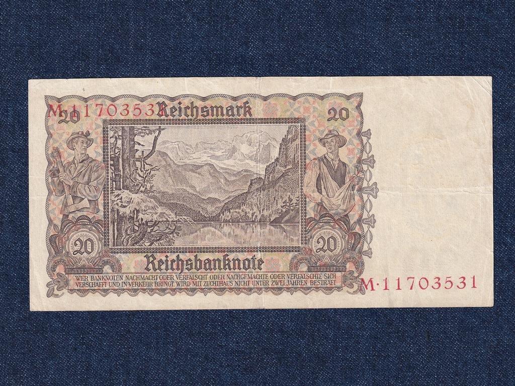 N&eacute;metorsz&aacute;g Harmadik Birodalom (1933-1945) 20 birodalmi m&aacute;rka bankjegy