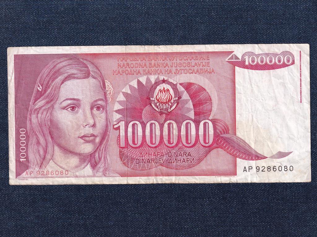 Jugoszl&aacute;via 100000 D&iacute;n&aacute;r bankjegy