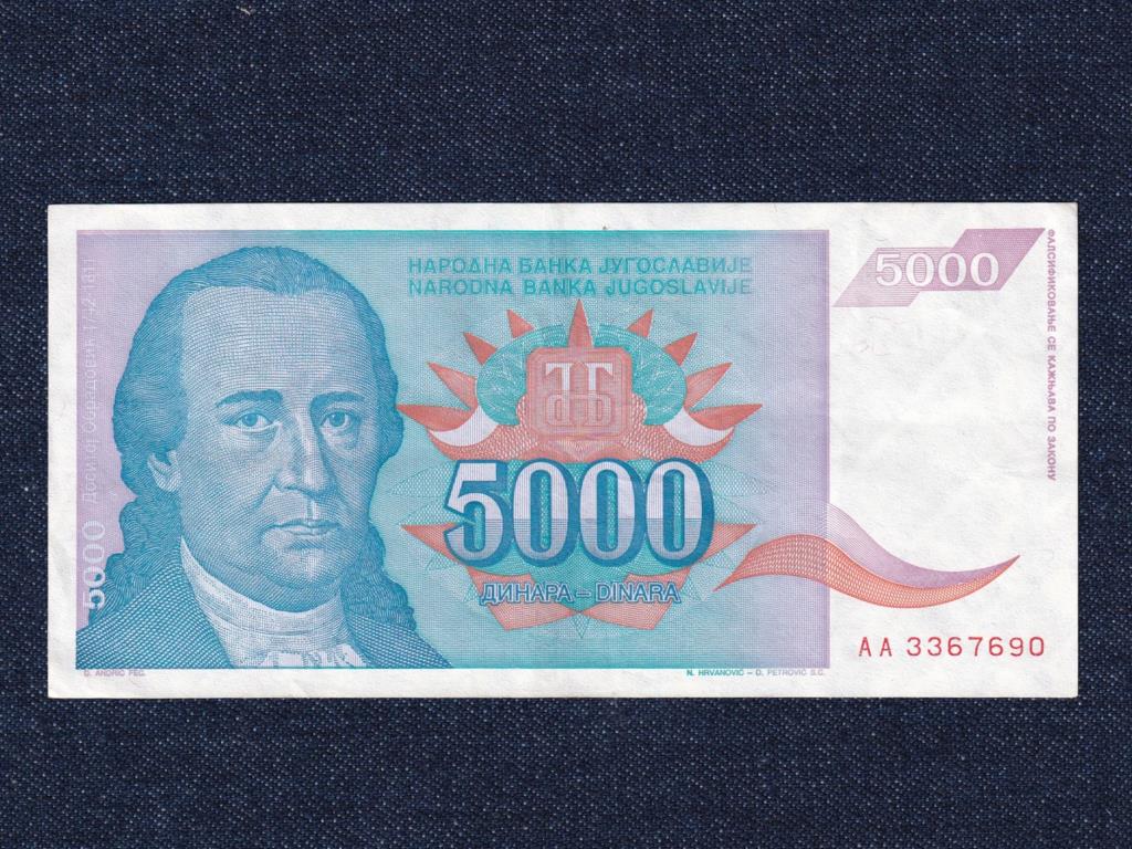 Jugoszl&aacute;via 5000 D&iacute;n&aacute;r bankjegy