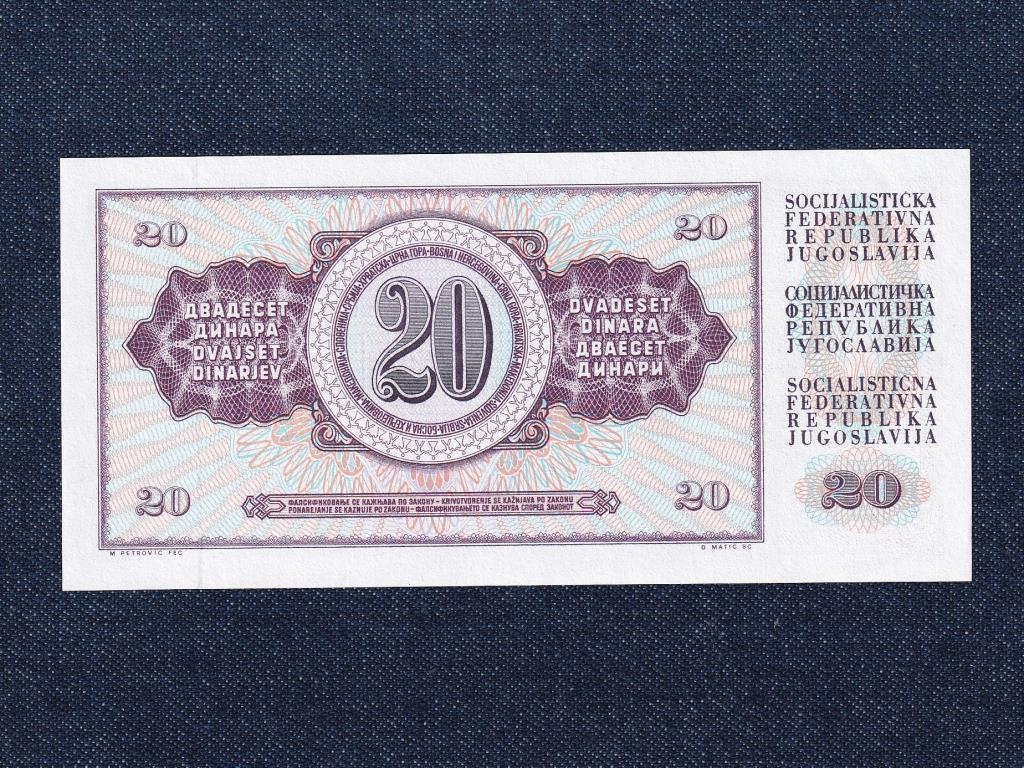 Jugoszl&aacute;via 20 D&iacute;n&aacute;r bankjegy