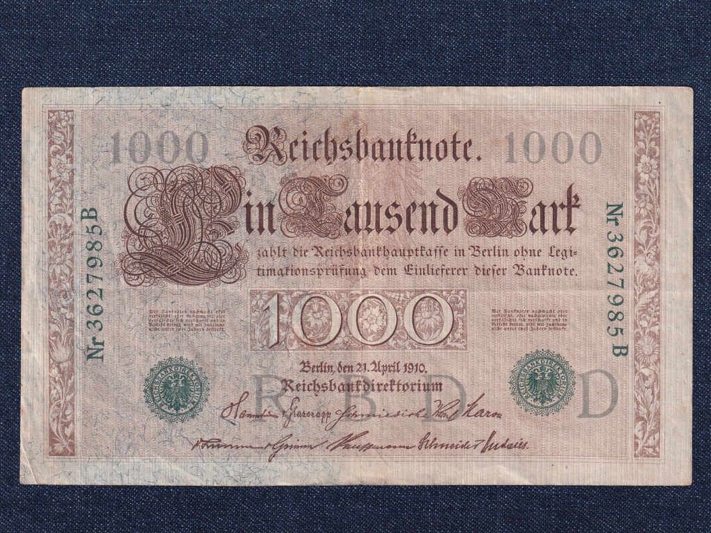 N&eacute;metorsz&aacute;g M&aacute;sodik Birodalom (1871-1918) 1000 M&aacute;rka bankjegy