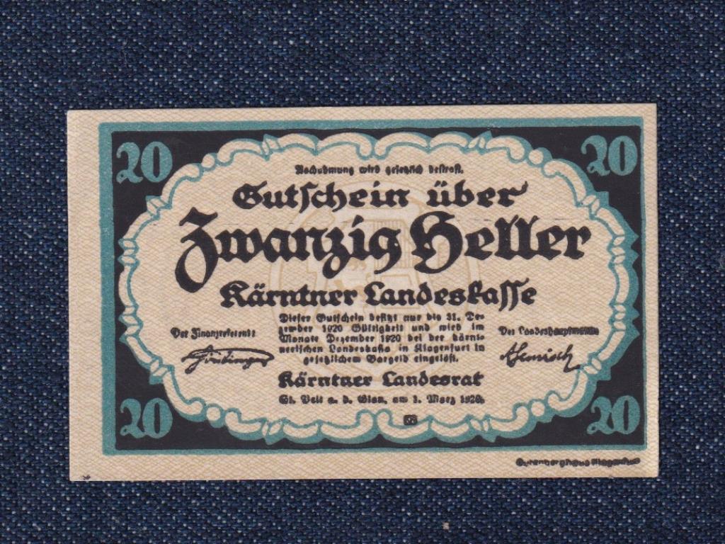 Ausztria Karintia 20 heller sz&uuml;ks&eacute;gp&eacute;nz