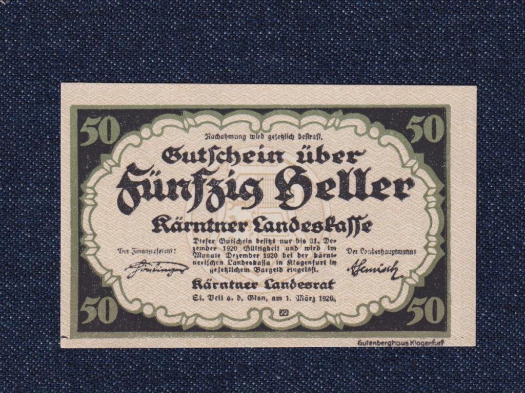 Ausztria Karintia 50 heller sz&uuml;ks&eacute;gp&eacute;nz
