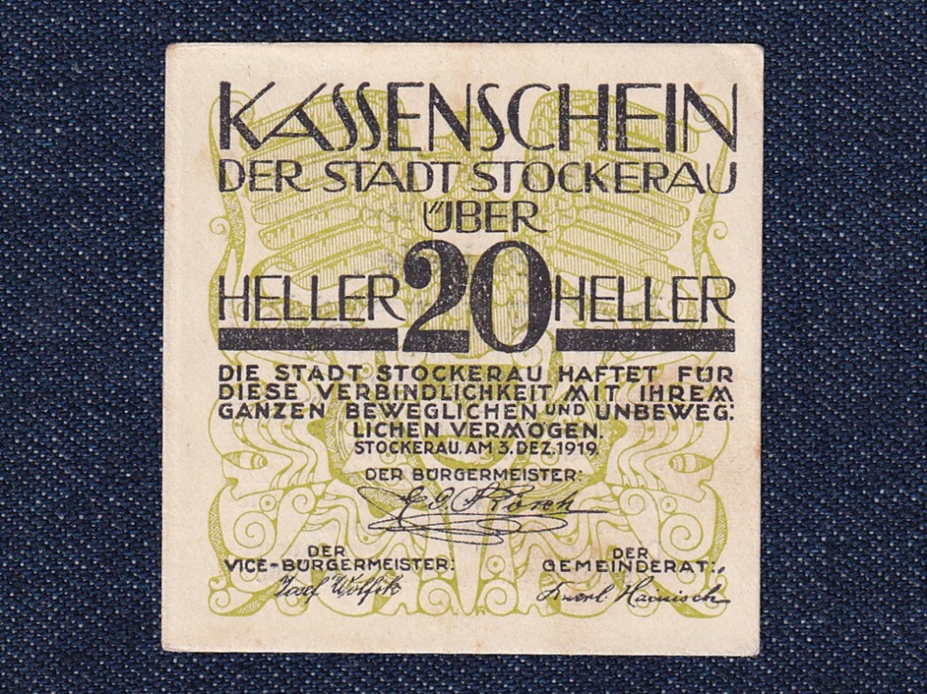 Ausztria Stockerau 20 heller sz&uuml;ks&eacute;gp&eacute;nz