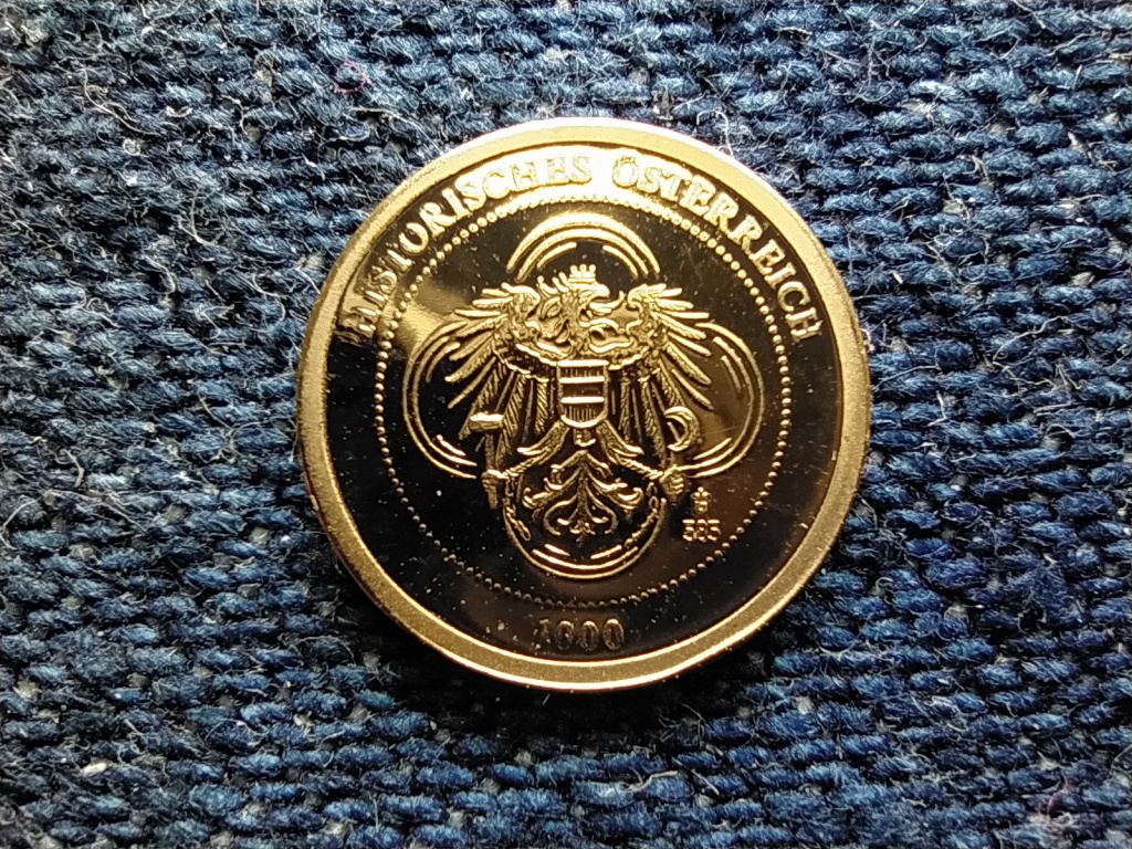 T&ouml;rt&eacute;nelmi Ausztria mini arany Johann Strauss 1825-1899 .585 arany 0,5g