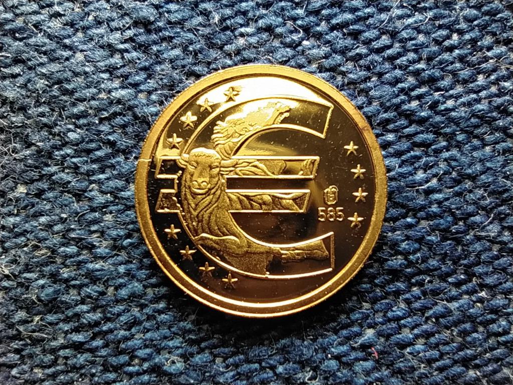 T&ouml;rt&eacute;nelmi Ausztria mini arany Az eur&oacute; 10 &eacute;ve .585 arany 0,5g