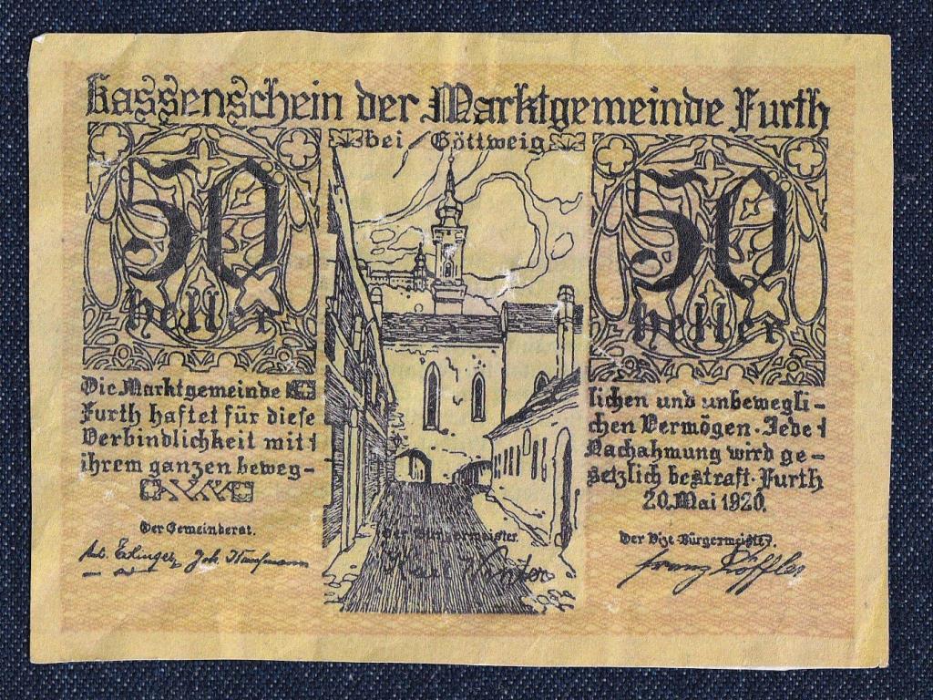 Ausztria Furth 50 heller sz&uuml;ks&eacute;gp&eacute;nz