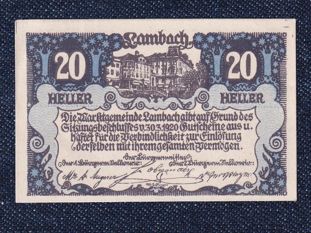 Ausztria Lambach 20 heller sz&uuml;ks&eacute;gp&eacute;nz