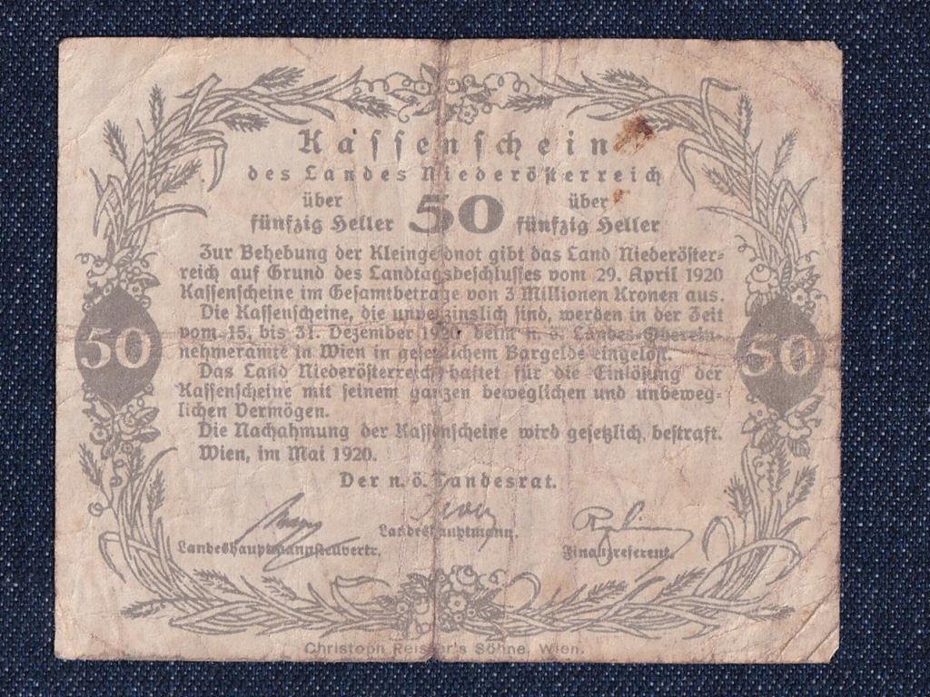 Ausztria Nieder&ouml;sterreich 50 heller sz&uuml;ks&eacute;gp&eacute;nz