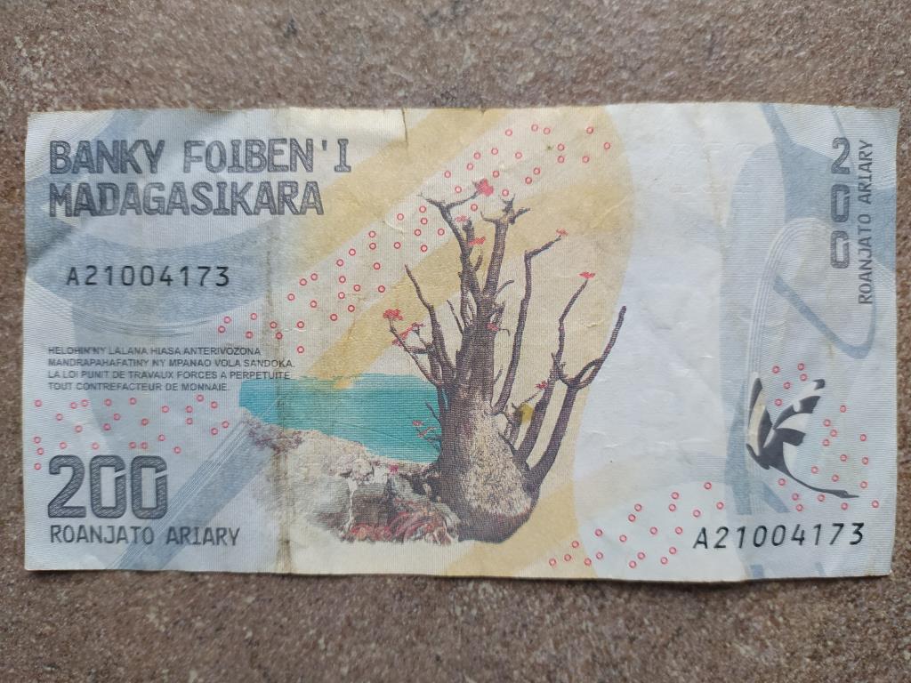 Madagaszk&aacute;r 200 Ariary bankjegy