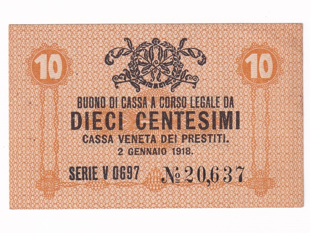 Olaszorsz&aacute;g 10 Centesimi bankjegy