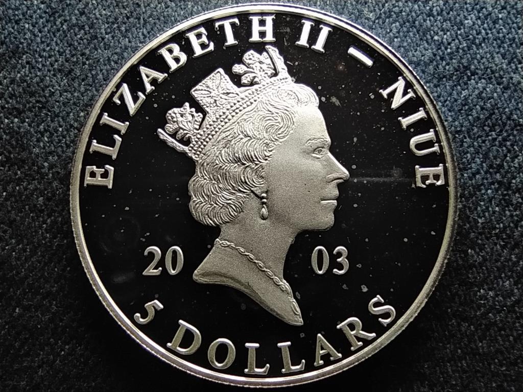 Niue K&eacute;k Mecset .925 ez&uuml;st 5 doll&aacute;r