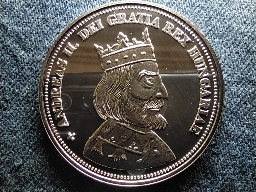 Kir&aacute;lyi Koron&aacute;k Ut&aacute;nveretben II. Andr&aacute;s 5 korona .999 ez&uuml;st