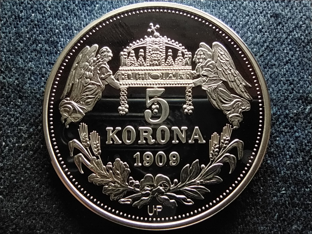 Kir&aacute;lyi Koron&aacute;k Ut&aacute;nveretben M&aacute;ty&aacute;s 5 korona .999 ez&uuml;st