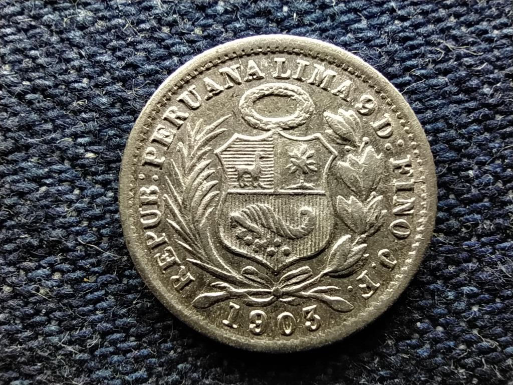 Peru K&ouml;zt&aacute;rsas&aacute;g (1822-napjainkig) .900 ez&uuml;st 1/2 Din