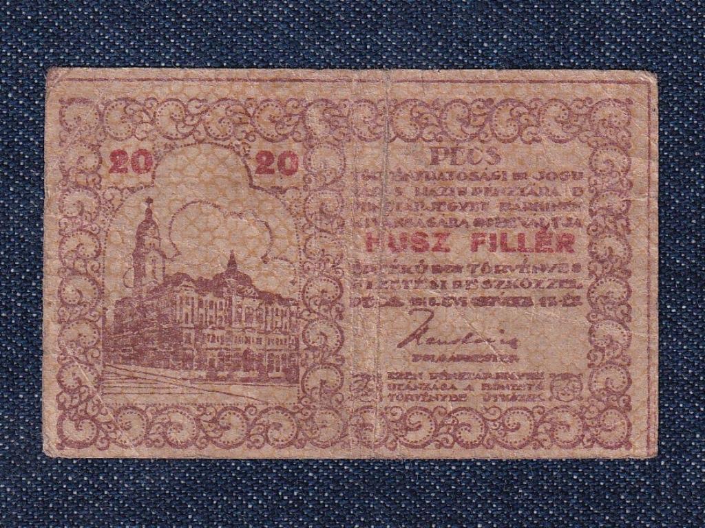 P&eacute;cs Szabad Kir&aacute;lyi V&aacute;ros P&eacute;nzt&aacute;rjegye 20 fill&eacute;r sz&uuml;ks&eacute;gp&eacute;nz