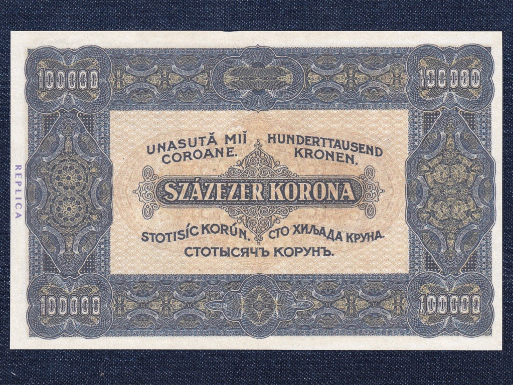 Kism&eacute;retű Korona &aacute;llamjegyek 100000 Korona bankjegy