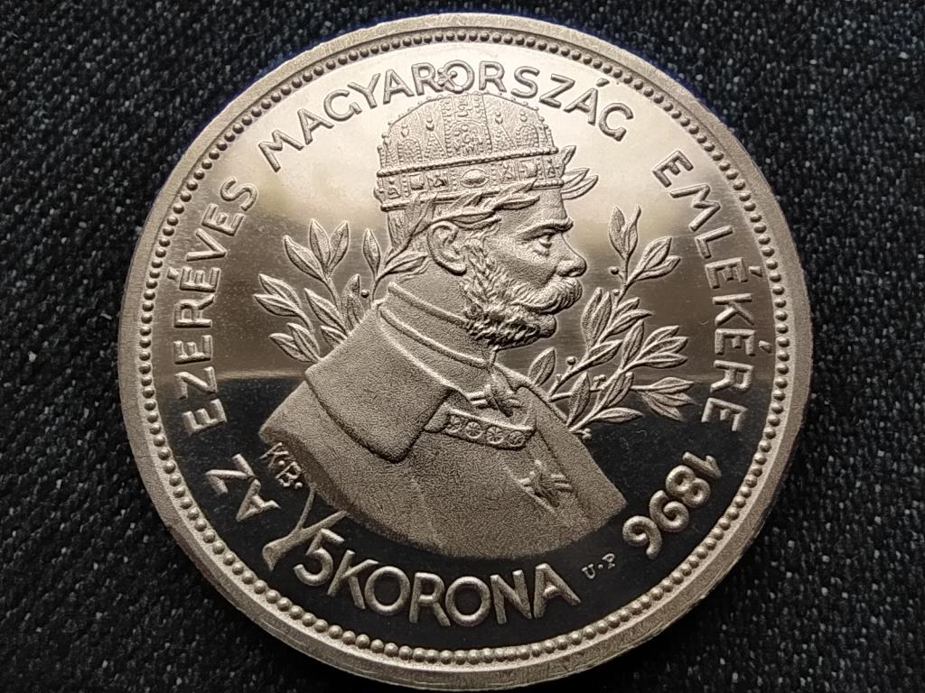Az ezer&eacute;ves Magyarorsz&aacute;g eml&eacute;k&eacute;re ARTEX ut&aacute;nveret .900 ez&uuml;st 5 Korona