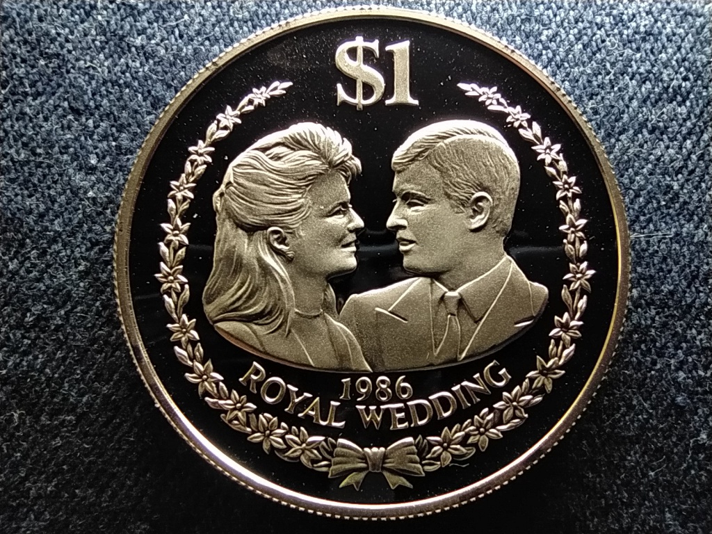 Cook-szigetek Kir&aacute;lyi esk&uuml;vő (Andr&aacute;s herceg Sarah Ferguson kisasszonnyal) .925 ez&uuml;st 1 Doll&aacute;r