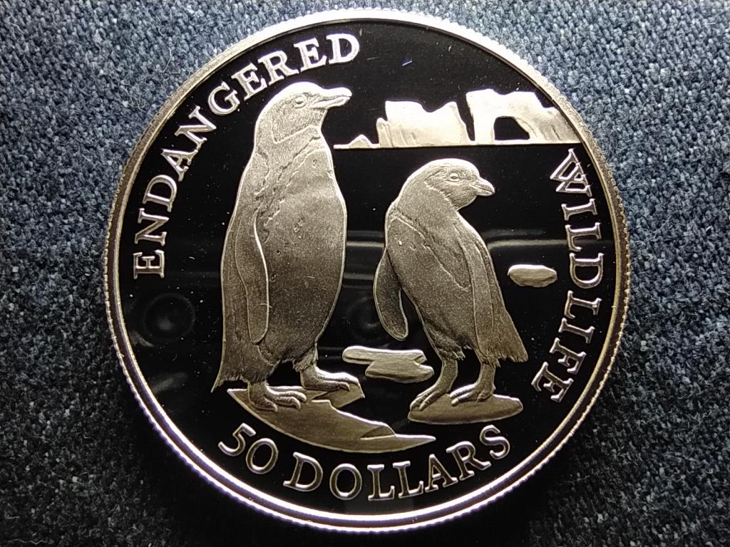 Cook-szigetek Pingvinek .925 ez&uuml;st 50 Doll&aacute;r