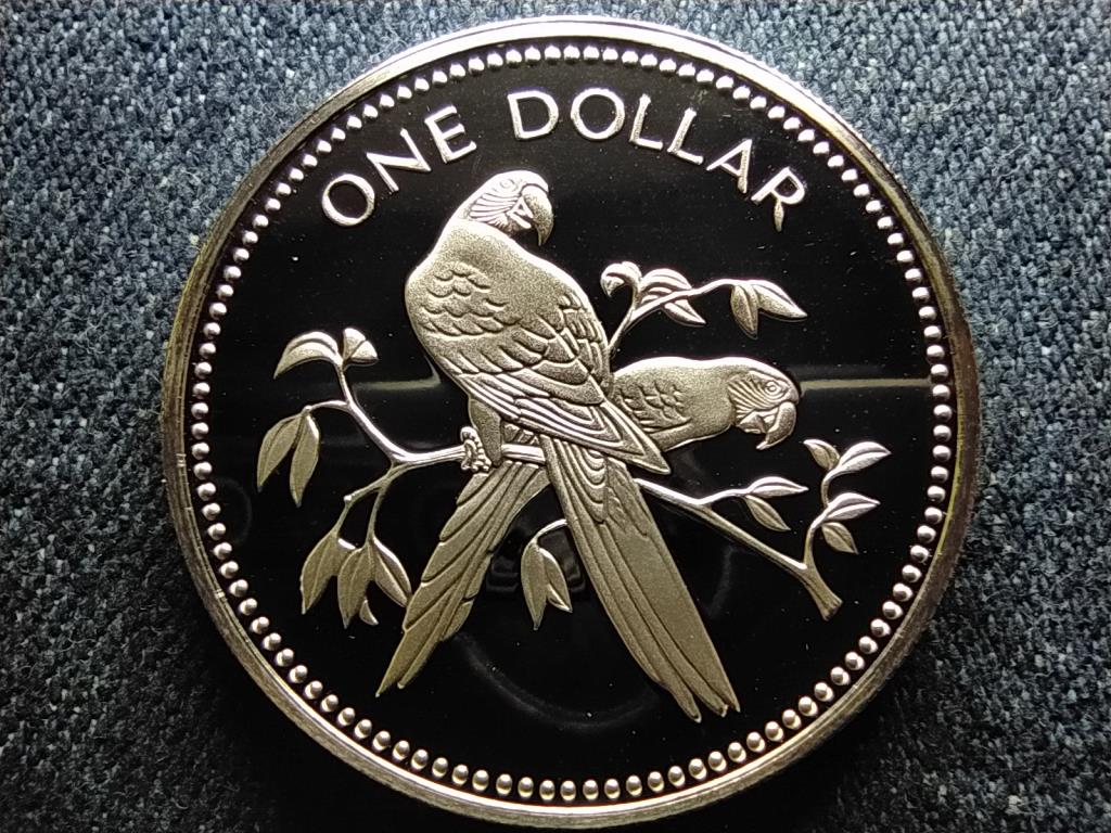 Belize mad&aacute;rvil&aacute;ga Ara papag&aacute;j .925 ez&uuml;st 1 Doll&aacute;r