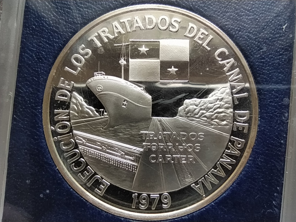 Panama Panama-csatorna szerződ&eacute;s v&eacute;grehajt&aacute;sa .925 ez&uuml;st 10 Balboa