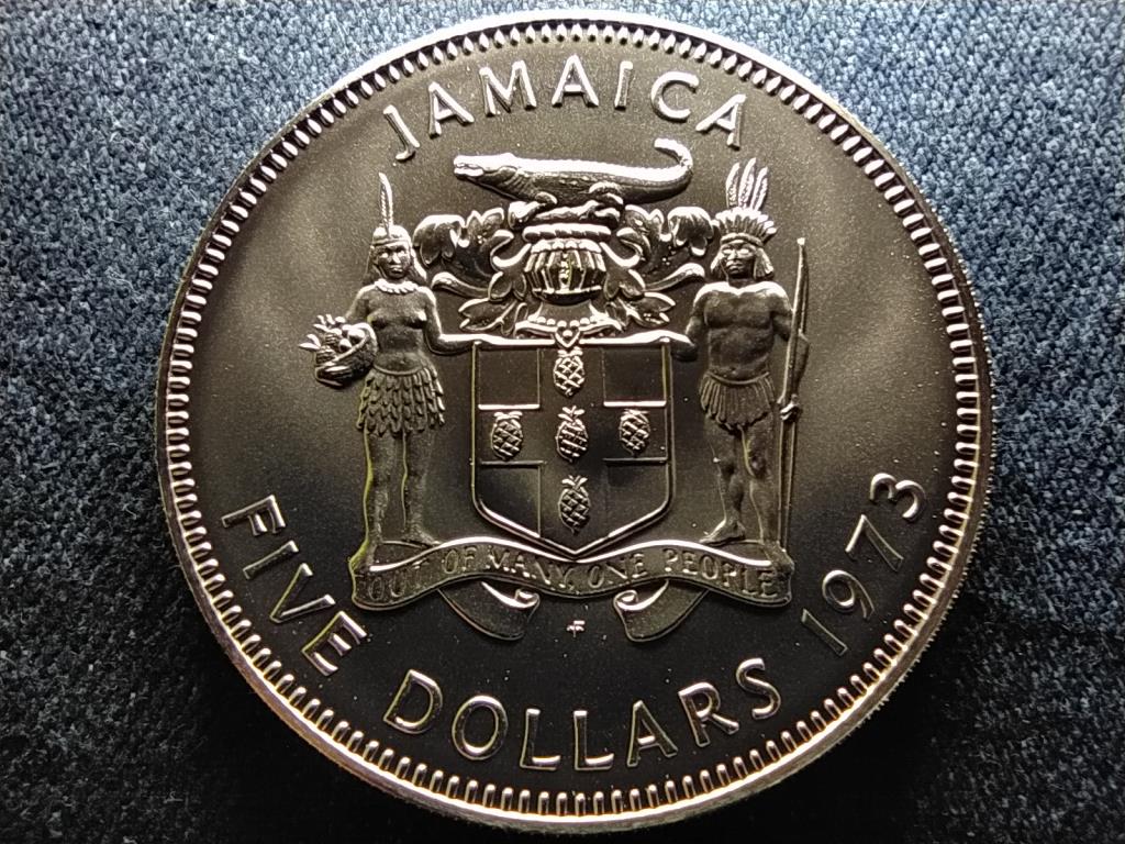Jamaica II. Erzs&eacute;bet (1952-) .925 ez&uuml;st 5 Doll&aacute;r