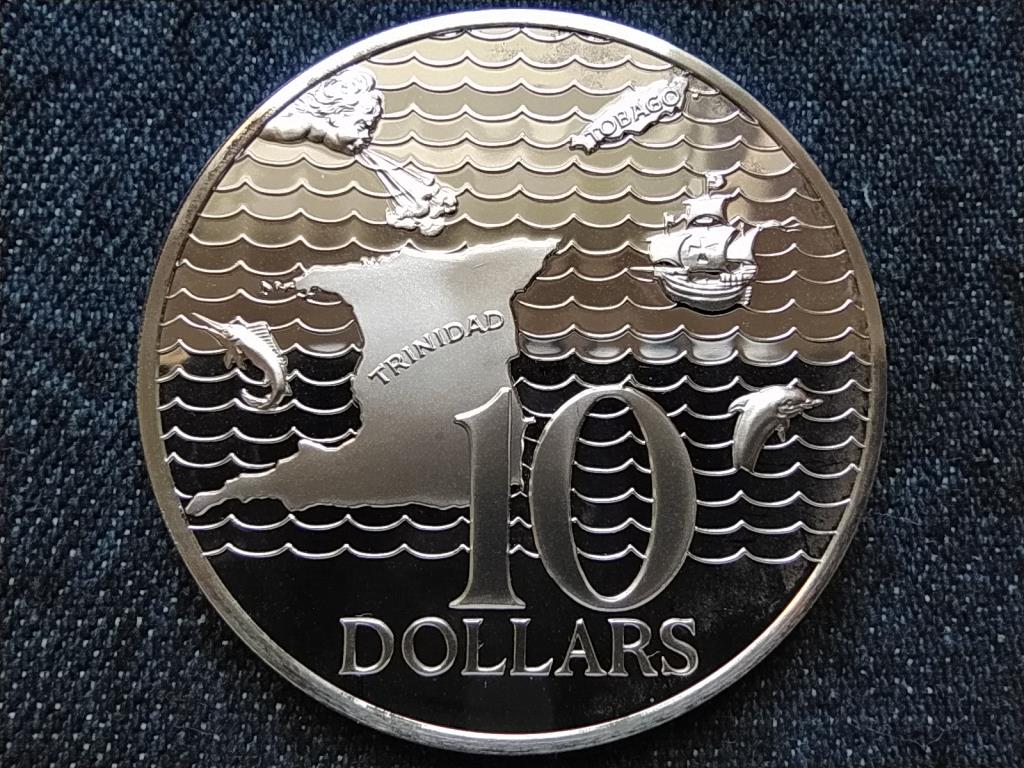 Trinidad &eacute;s Tobago F&uuml;ggetlens&eacute;g .925 ez&uuml;st 10 doll&aacute;r