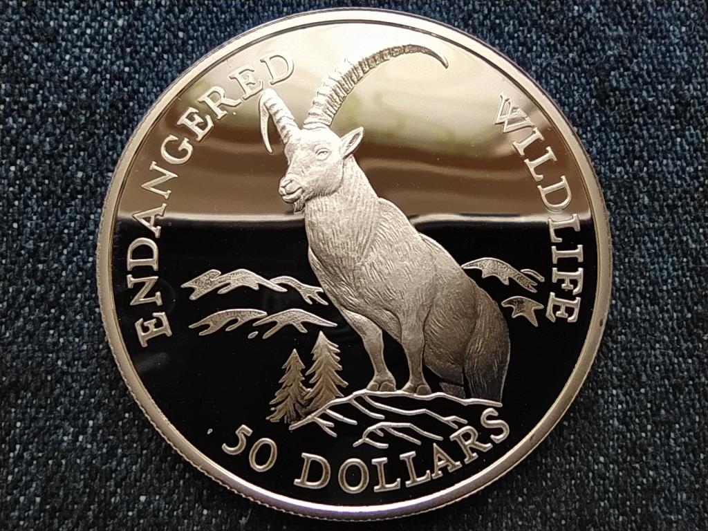 Cook-szigetek Alpesi kősz&aacute;li kecske .925 ez&uuml;st 50 Doll&aacute;r