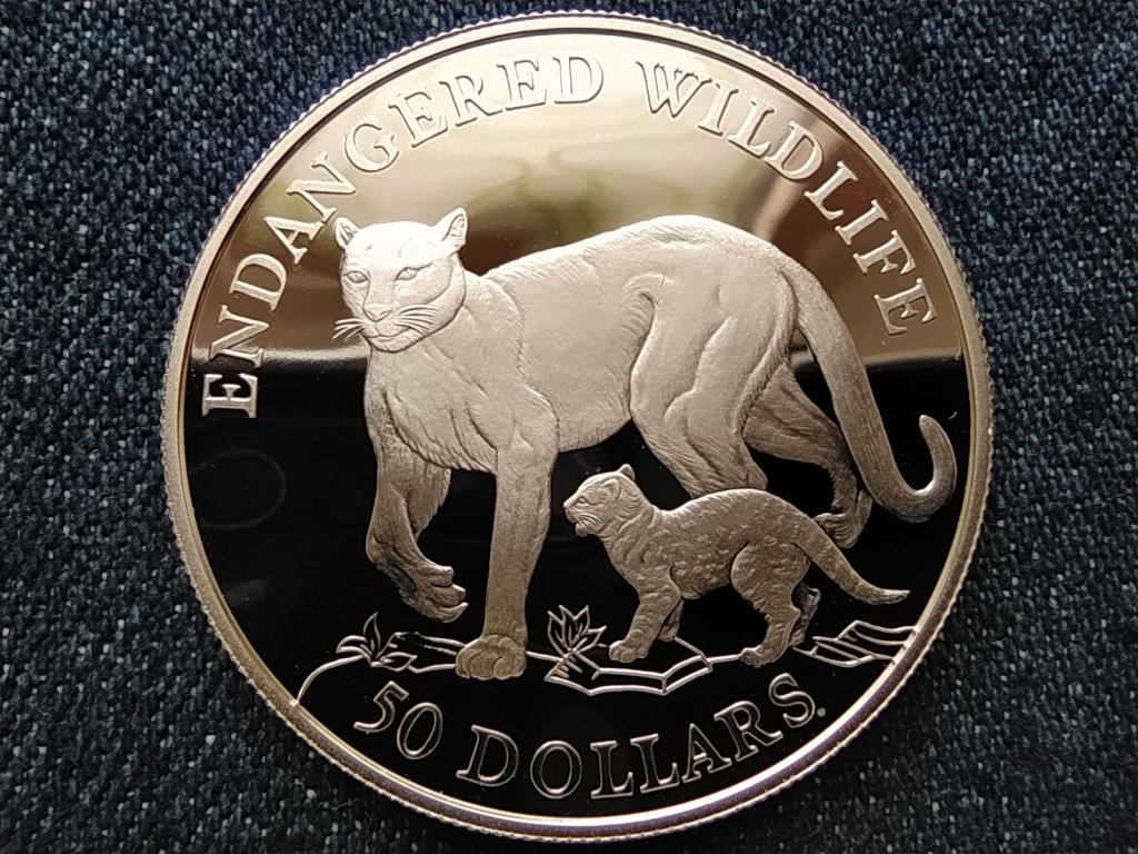 Cook-szigetek Puma .925 ez&uuml;st 50 Doll&aacute;r
