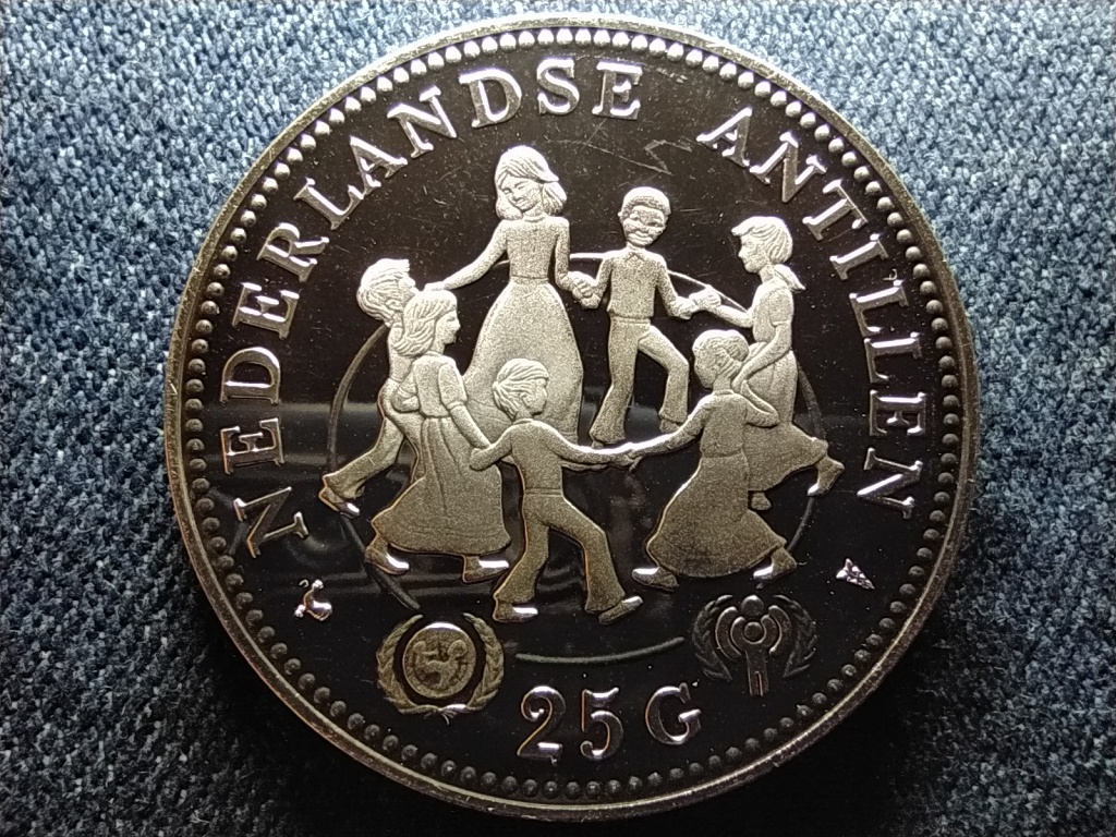 Holland Antill&aacute;k Gyermekek Nemzetk&ouml;zi &Eacute;ve .925 ez&uuml;st 25 gulden