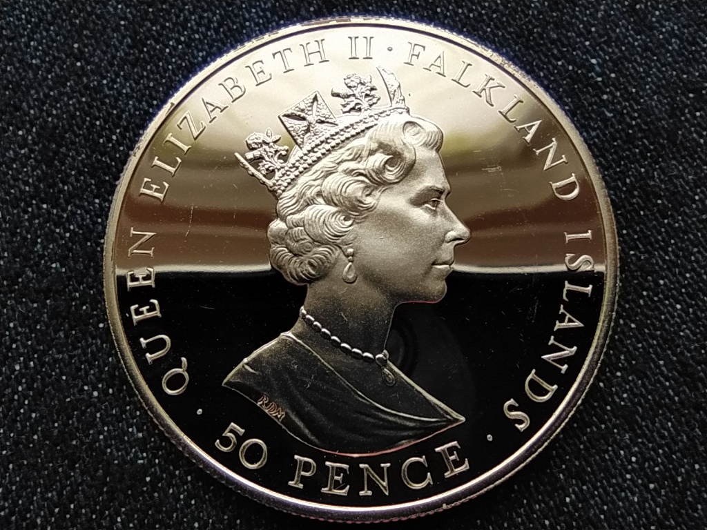 Falkland-szigetek Mount Pleasant rep&uuml;lőt&eacute;r .925 ez&uuml;st 50 Penny