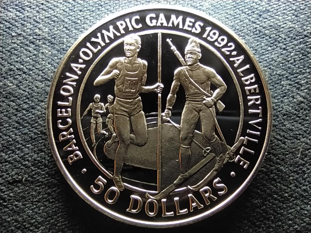 Cook-szigetek 1992-es olimpiai j&aacute;t&eacute;kok &eacute;s t&eacute;li olimpiai j&aacute;t&eacute;kok .925 ez&uuml;st 50 Doll&aacute;r