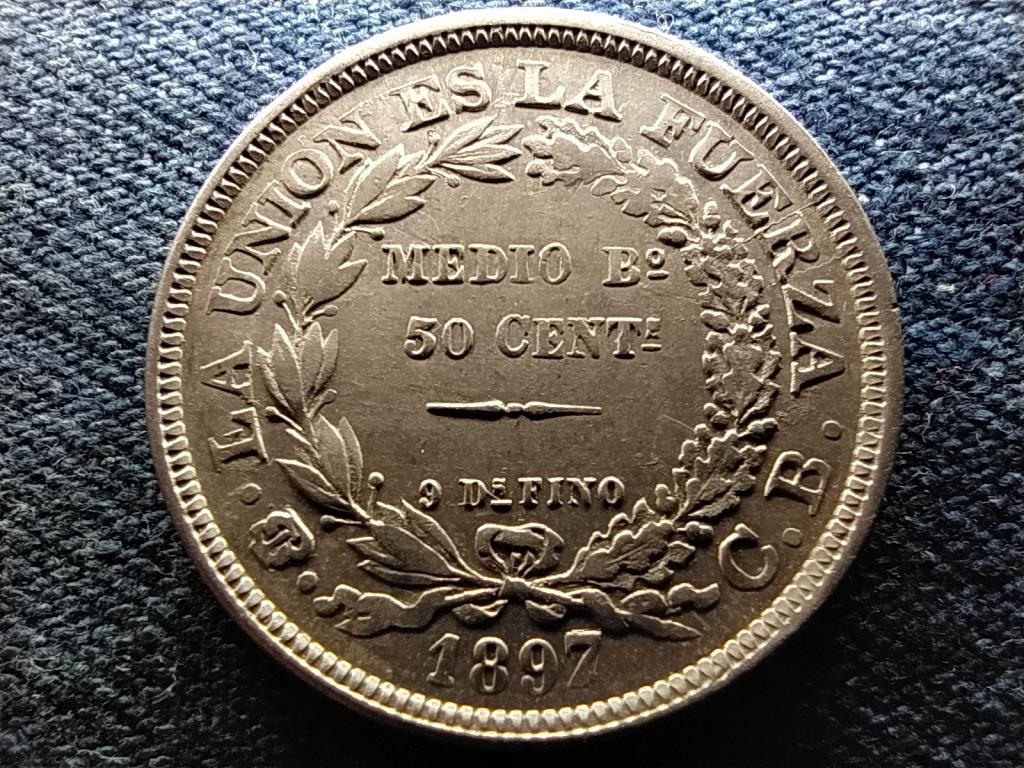 Bol&iacute;via K&ouml;zt&aacute;rsas&aacute;g (1825-2009) .900 ez&uuml;st 50 Centavo
